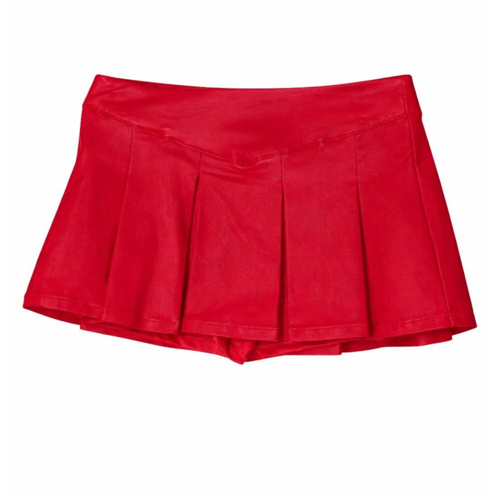 MADDEN GIRL PLEATHER CONCERT CHILL RED PLEATED EXTRA SHORT SKORT SIZE MEDIUM